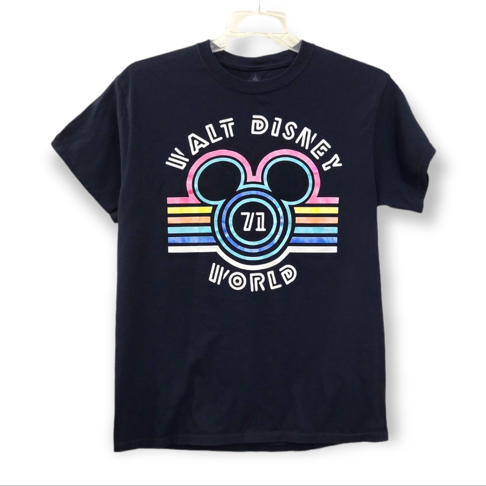 Walt Disney World Retro Style T-shirt Black Multi Iridescent Medium